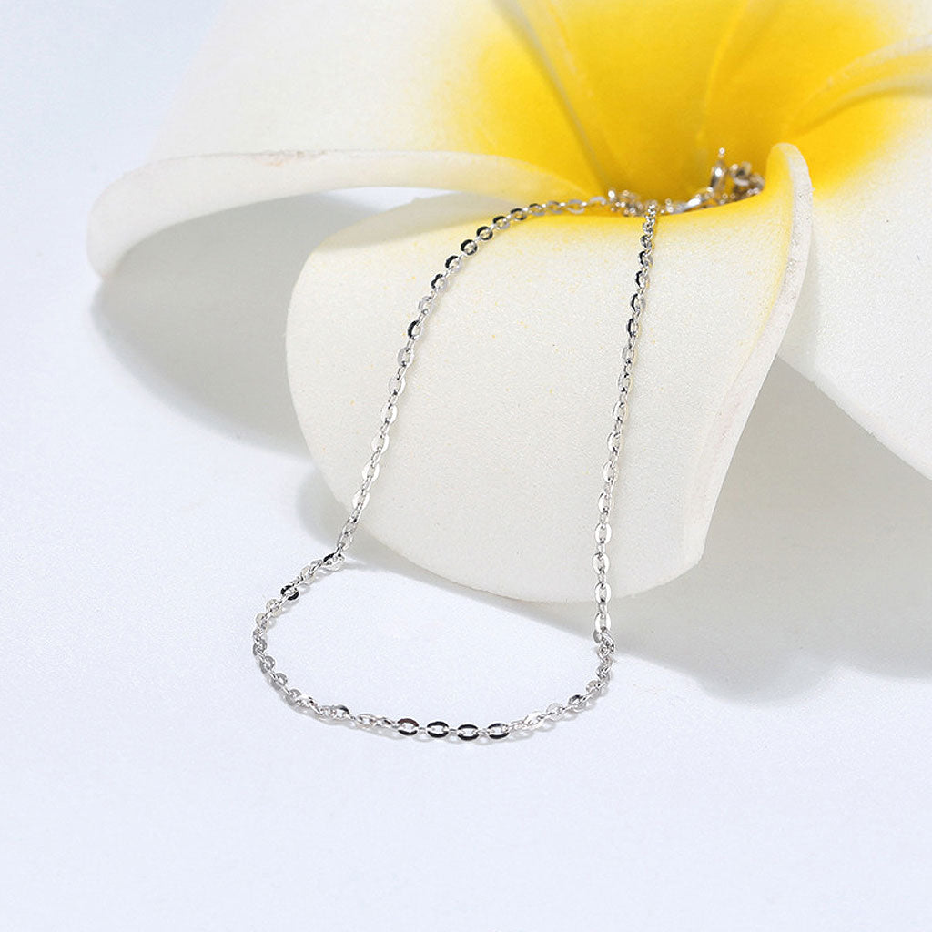 Classic Cable Rhodium Plated Sterling Silver Dainty Chain NeckLace