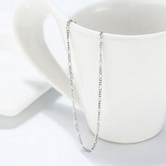 Classic Pure Color Sterling Silver Polished Dainty Figaro Chain NeckLace