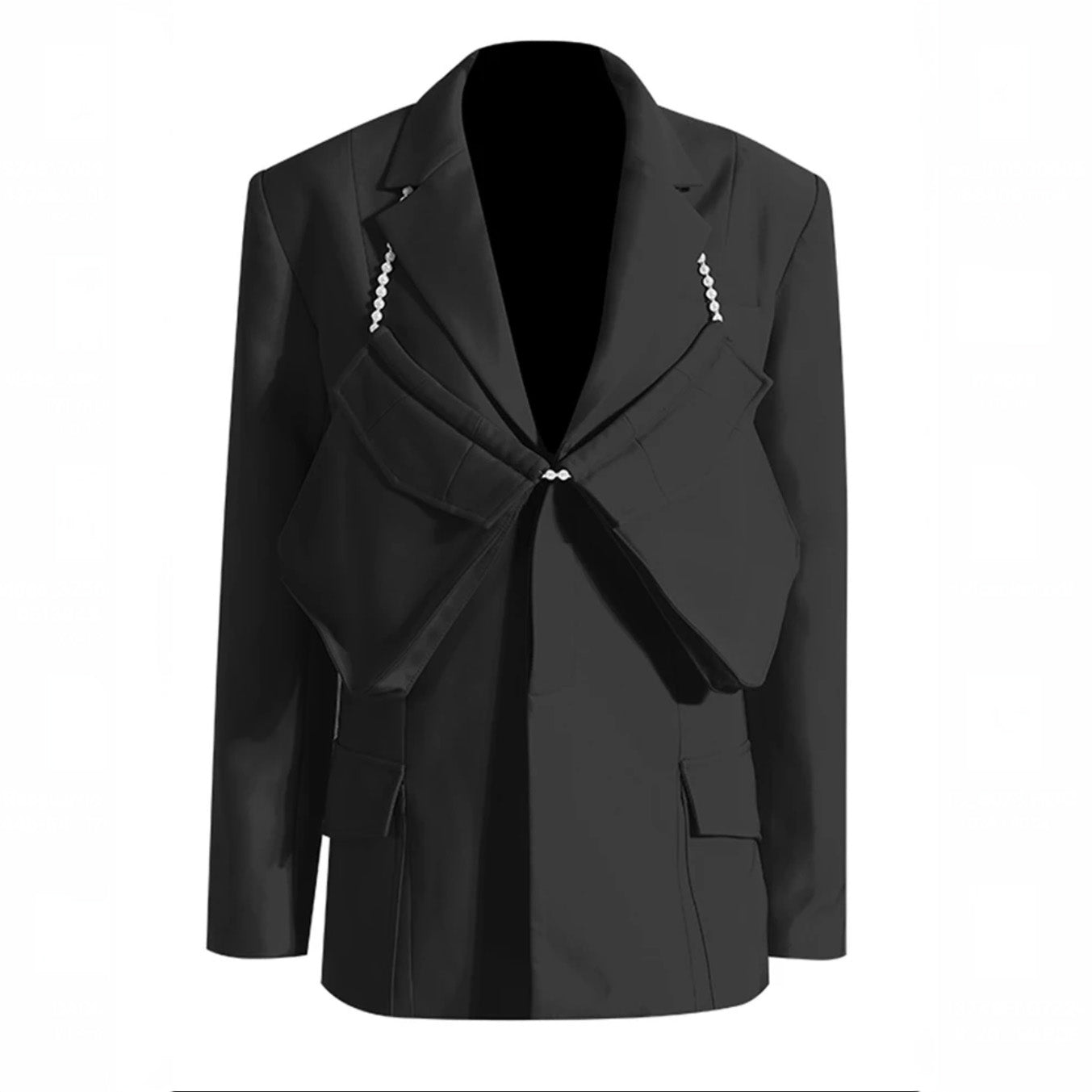 Schwarzer Blazer mit STRASSKETTE