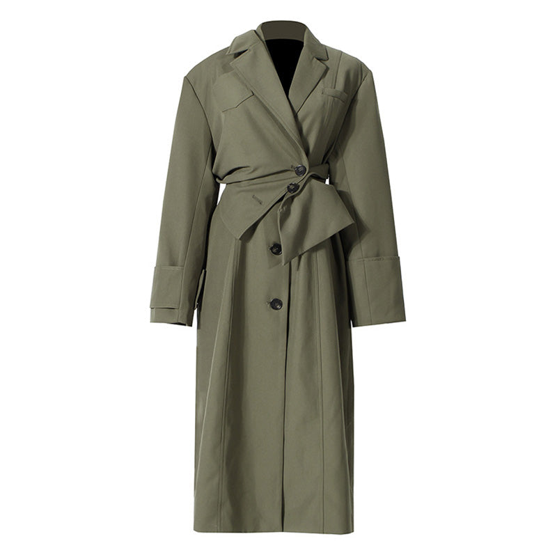 Deconstructed Lapel Collar Single Breasted Detachable Layered Trench Coat