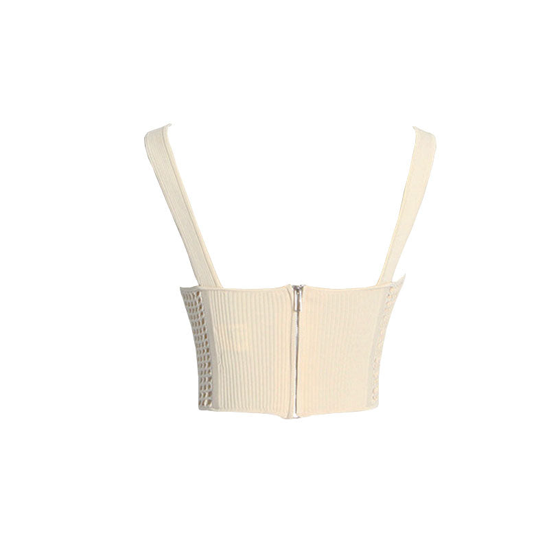 Edgy Sweetheart Neck Straps Strap Häkelstrick Korsett Crop Top