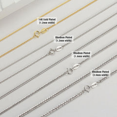 Effortless Chic Pure Color Sterling Silver 1.2MM Wheat Chain NeckLace