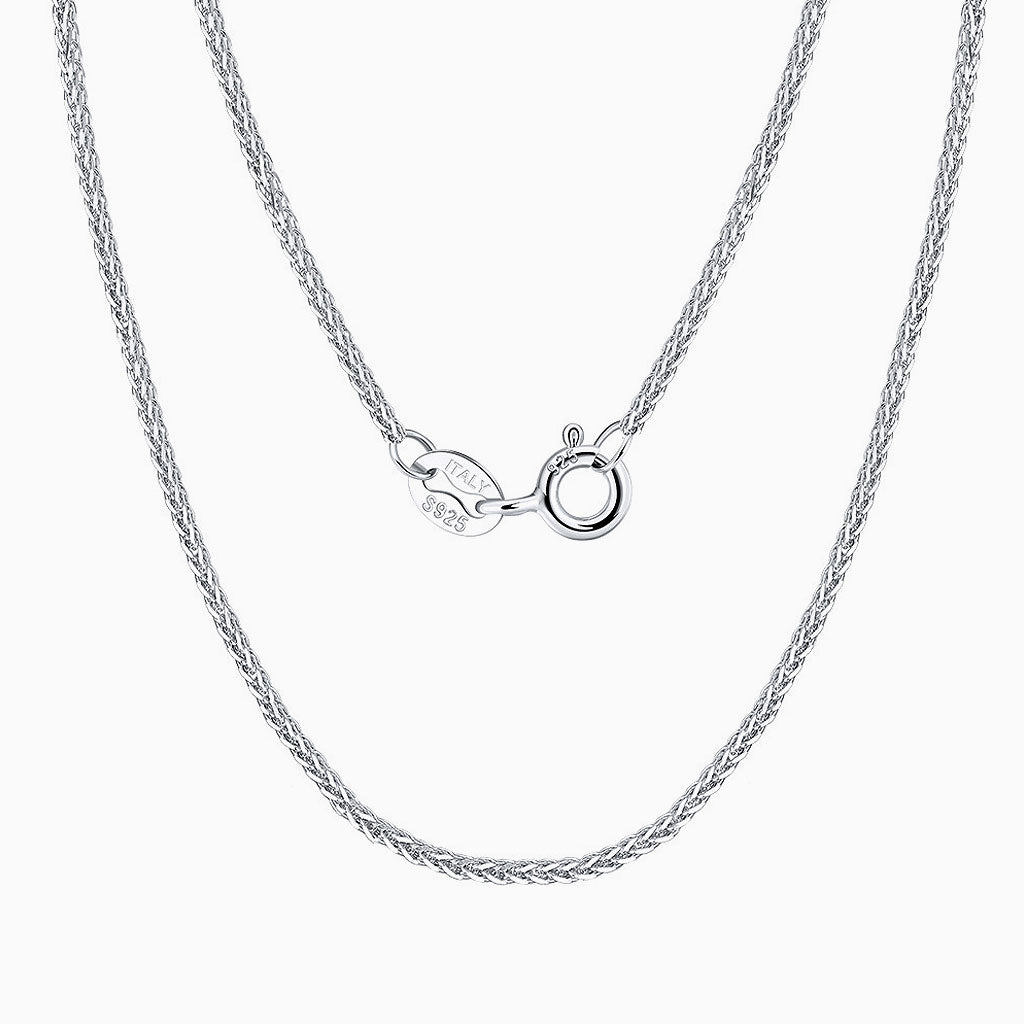 Effortless Chic Pure Color Sterling Silver 1.2MM Wheat Chain NeckLace