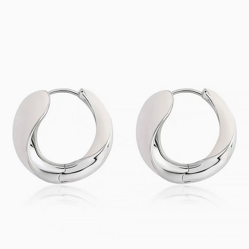 Luxury Metallic Enameled Two Tone Hinged Hoop Earrings