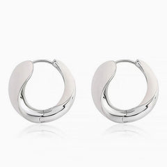 Luxury Metallic Enameled Two Tone Hinged Hoop Earrings