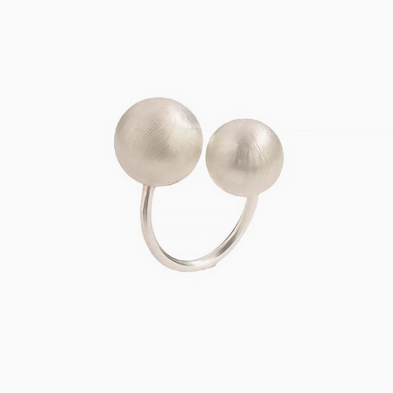 Mismatched Brush Satin Puffed Double Sphere Cuff Ring