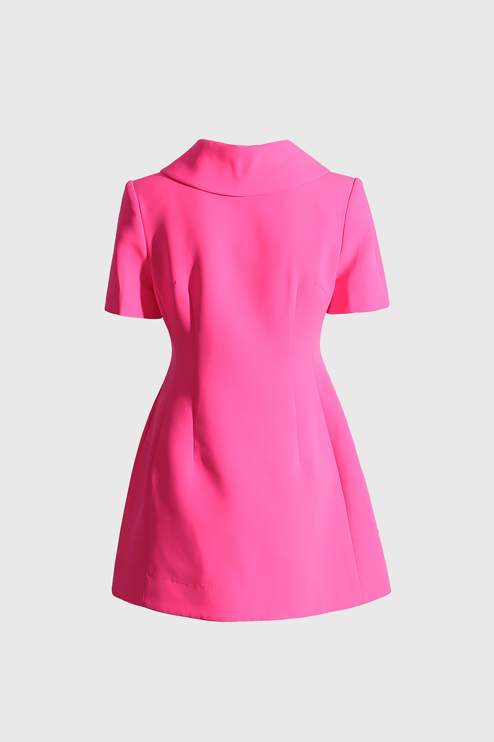 Mini Dress with Bow and Short Sleeves - Fuchsia