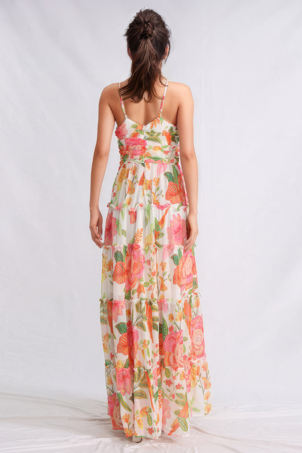 Floral Maxi Dress with Halter Neck - White