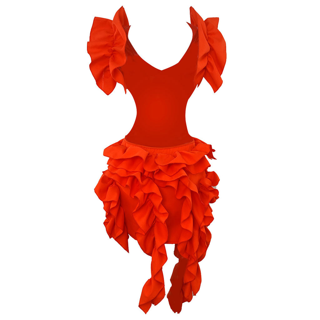 Asymmetrical Ruffle Ruched Flutter Ruched Ruffle V Neck Cutout Waist Backless Draped Asymmetrical ...