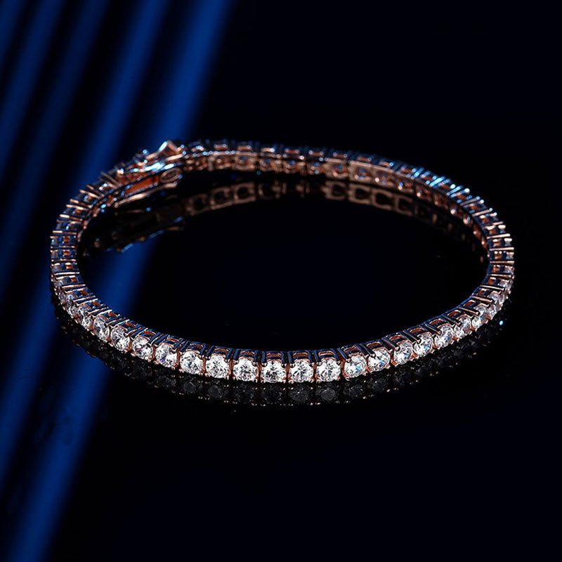 Glittering Sterling Silver 3MM Cubic Zirconia Eternity Tennis Bracelet