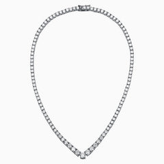 Glittering Sterling Silver V Shape Graduated Moissanite Tennis NeckLace