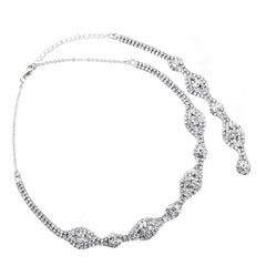 Graceful Rhinestone Embellished Bridal Backdrop NeckLace - Silver