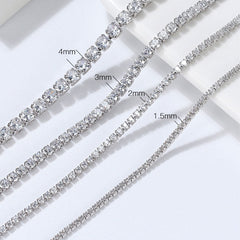 Iced Out Cubic Zirconia Rhodium Plated Sterling Silver Tennis NeckLace