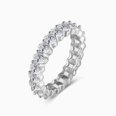 Bague d'éternité en argent sterling bicolore avec zircone cubique ovale glacé