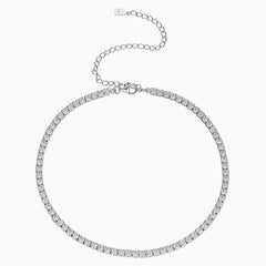 Collier chaîne de tennis en argent sterling glacé avec zircone cubique à coupe ronde