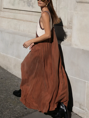 Satin Contrast Trim Long Dress