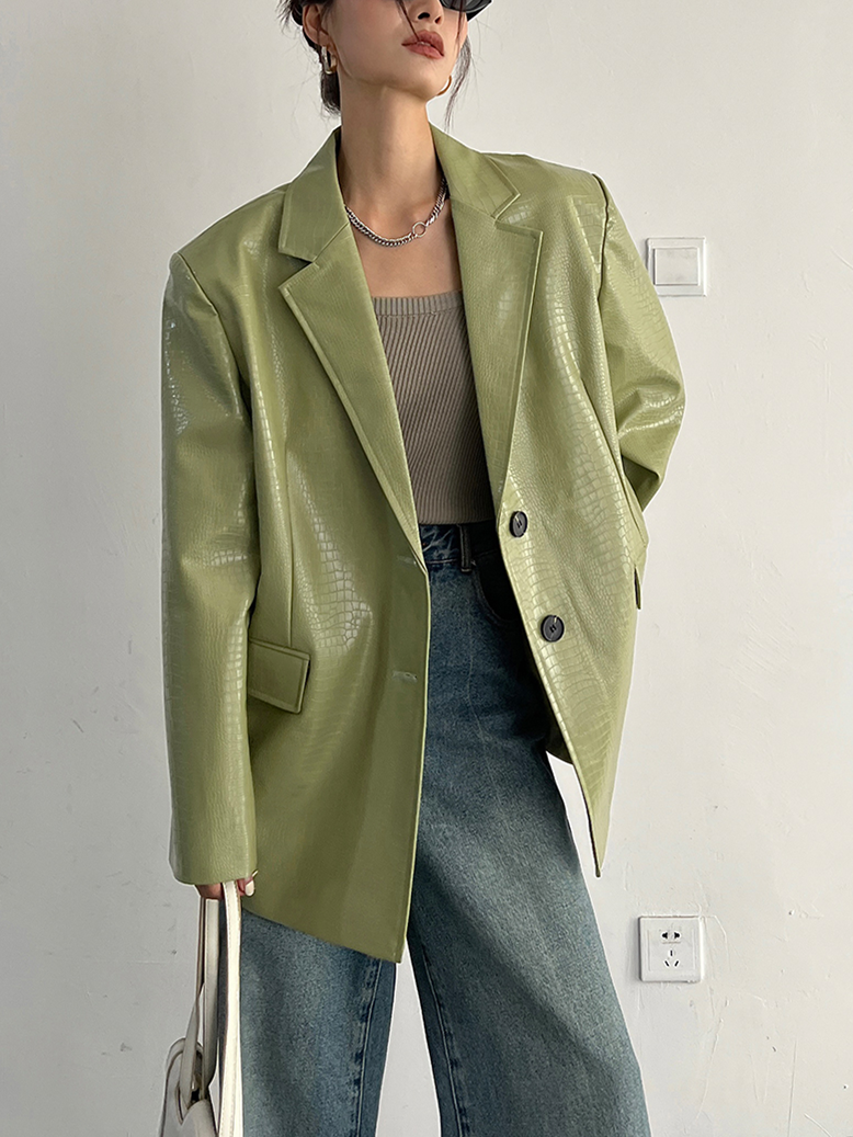 Queenie Oversized Leather Blazer