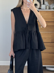 Lace-up Sleeveless Vest and Pants Set