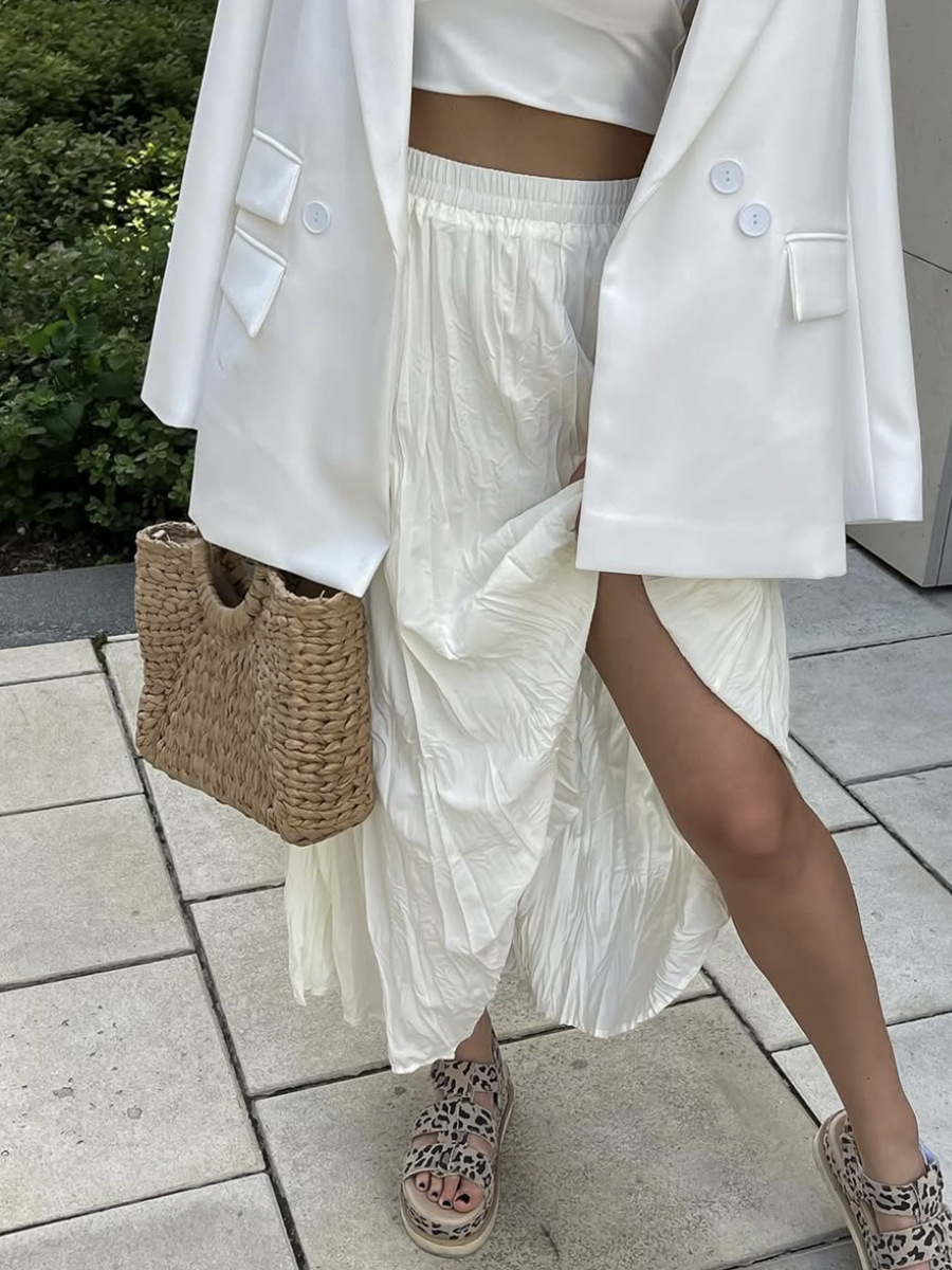 Pleated midi skirt