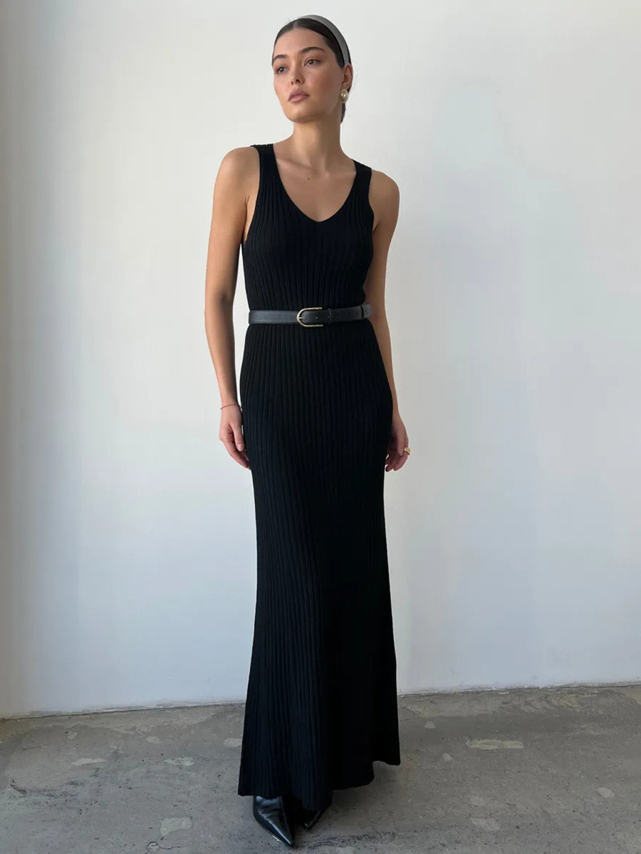 Knit Sleeveless Slim Fit Long Dress