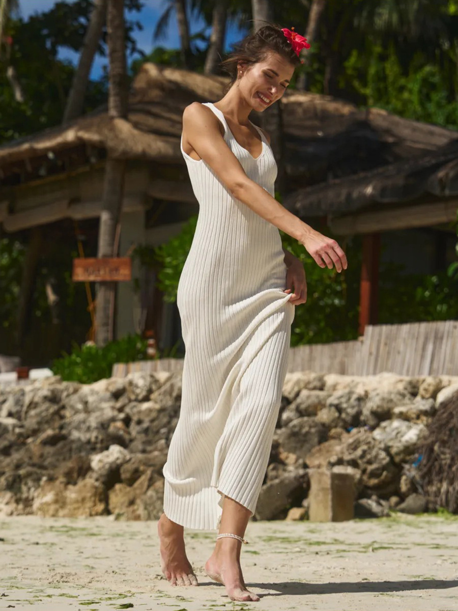 Knit Sleeveless Slim Fit Long Dress