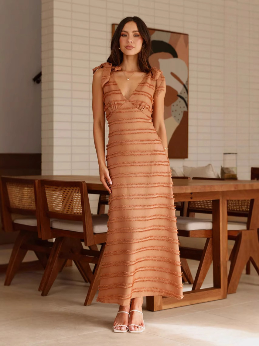 V-neck textured dress