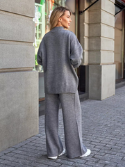 Loose-fitting long pants and knitwear set