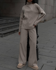 Knitted split top and trouser set