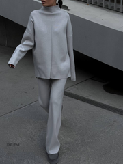 Knitted split top and trouser set