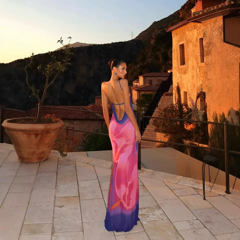 Printed Maxi Dress With Slit