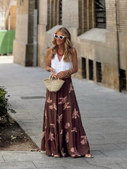 Elastic Waist Printed Full Skirt