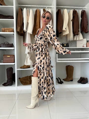 Printed Waist Slit Dress