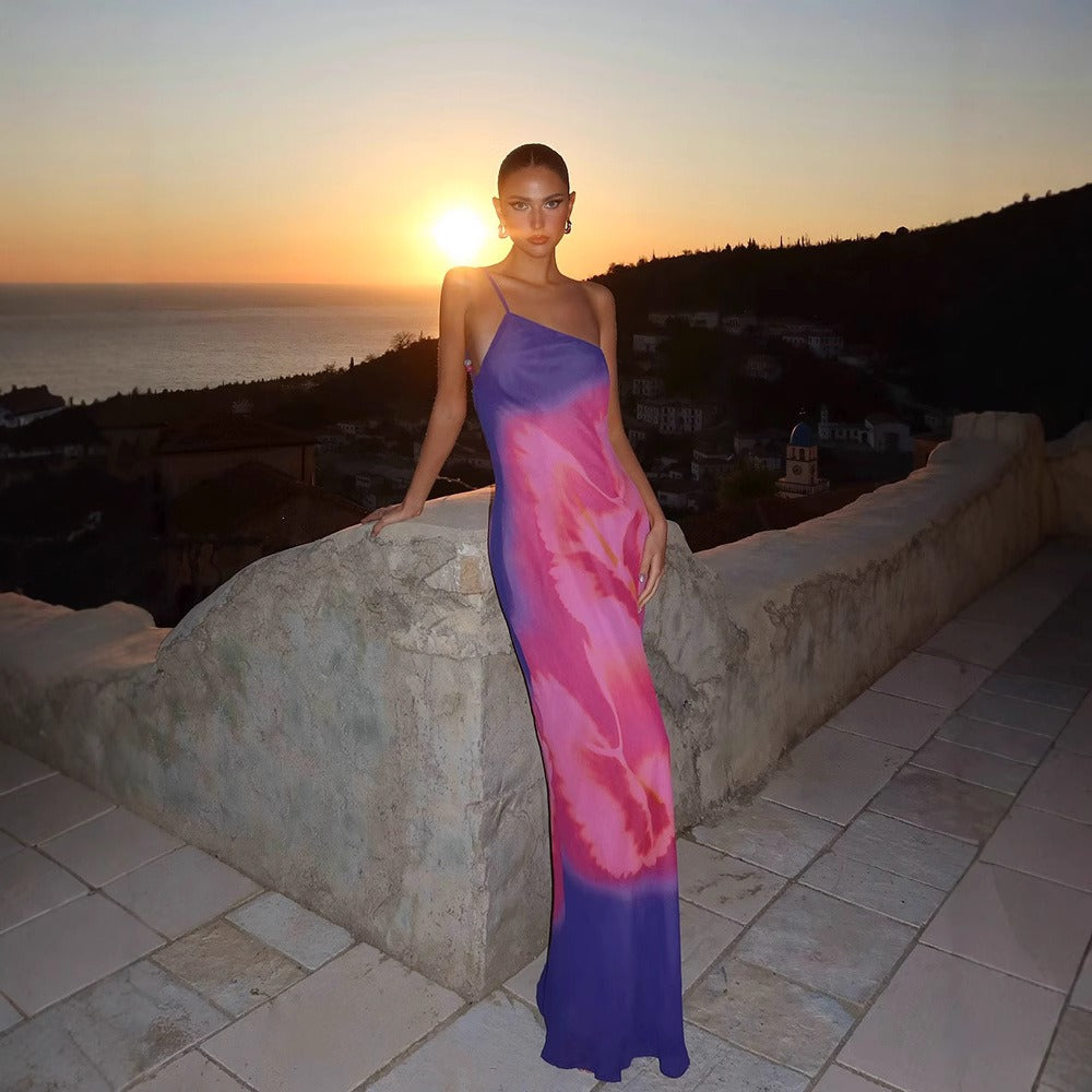 Printed Maxi Dress With Slit