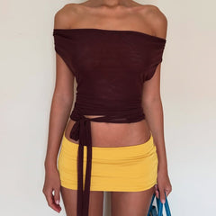 Thong-Style High-Waisted Short Skirt Set