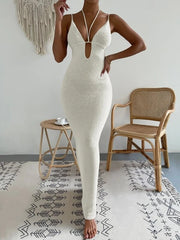 Hollowed-Out Halter Dress