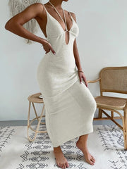 Hollowed-Out Halter Dress