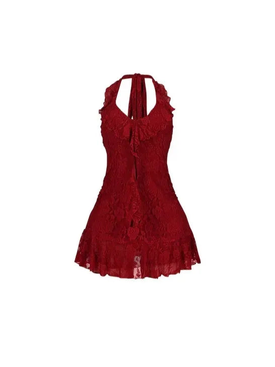 Floral Lace Dress With Flowing Ribbons