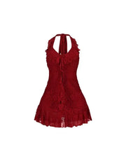 Floral Lace Dress With Flowing Ribbons