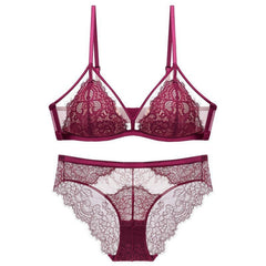 Criss Cross Lace Mesh Splicing Bralette Set
