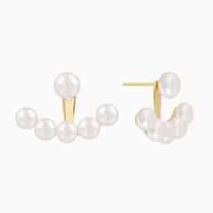 Luster Freshwater Pearl 18K Gold Plated Smile Ear Jacket Earrings