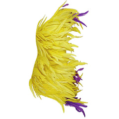 Robe courte luxueuse en crêpe à une épaule avec bordure en plumes - YelLow