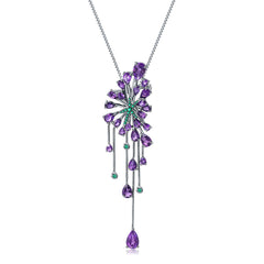 Luxury Green Nano Emerald Star Natural Amethyst Pendant NeckLace