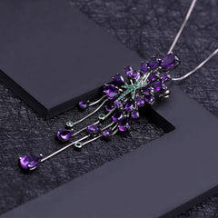 Luxury Green Nano Emerald Star Natural Amethyst Pendant NeckLace