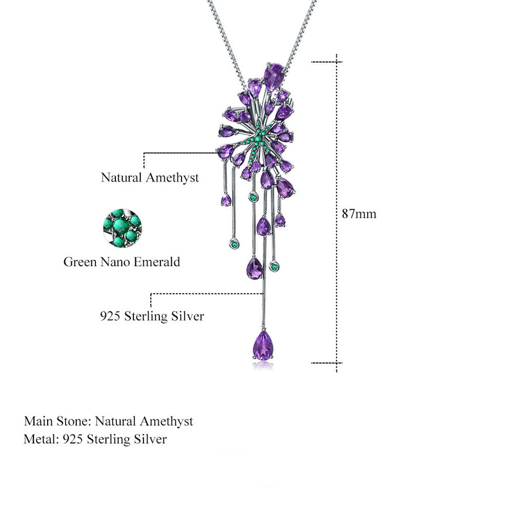 Luxury Green Nano Emerald Star Natural Amethyst Pendant NeckLace