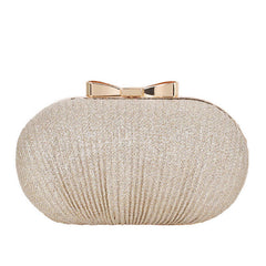 Geraffte Abend-Mini-Clutch mit metallischer Schleife - Gold