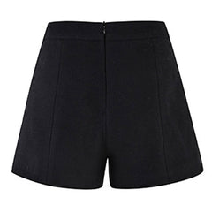 Short taille haute en laine mélangée orné de boutons perlés minimalistes