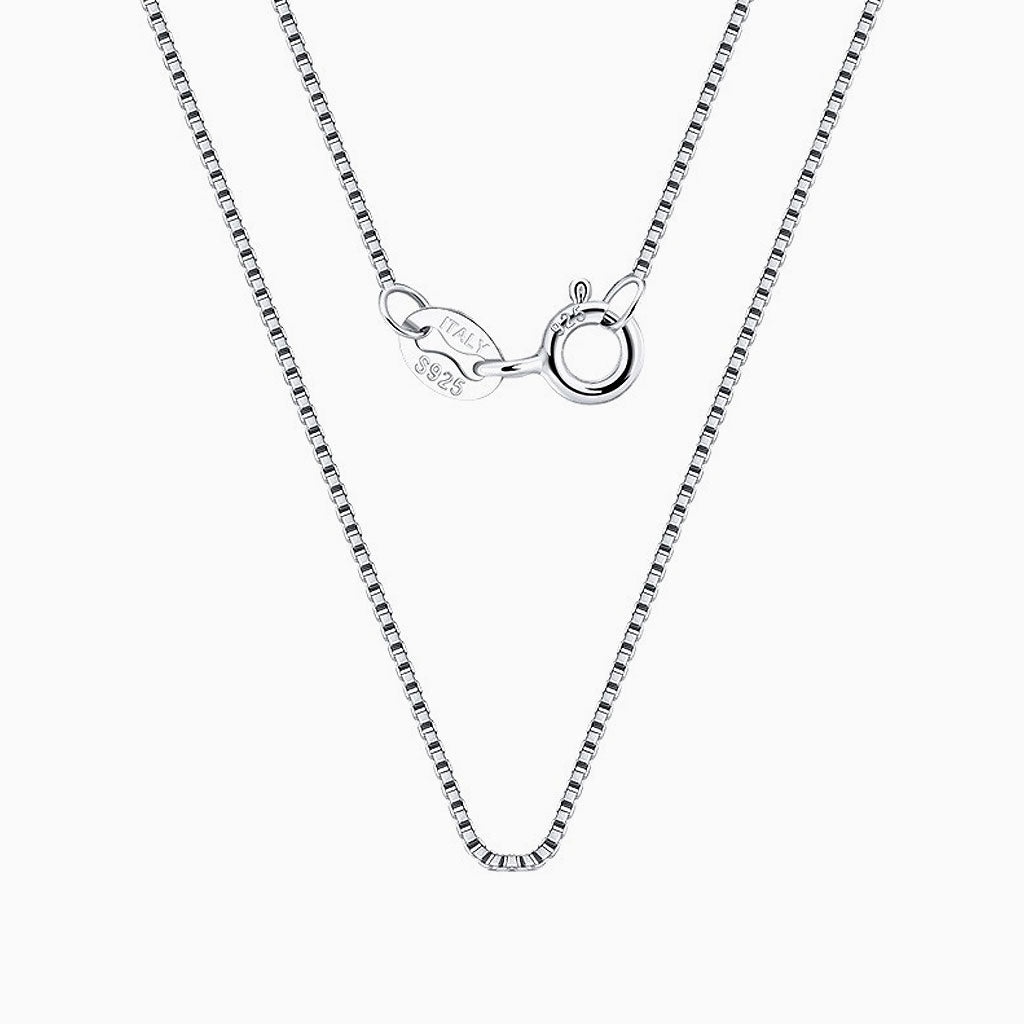 Minimalist Style Pure Sterling Silver 0.6MM Polished Box Chain NeckLace