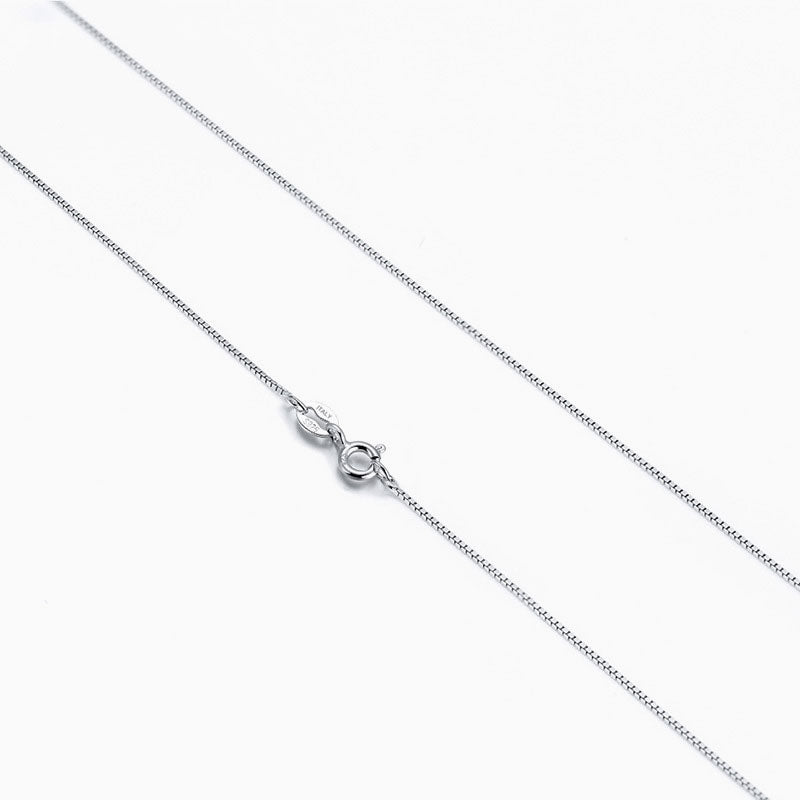 Minimalist Style Pure Sterling Silver 0.6MM Polished Box Chain NeckLace