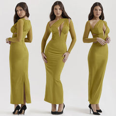 Hollow Out BODYCON Long Sleeve MAXI Dress