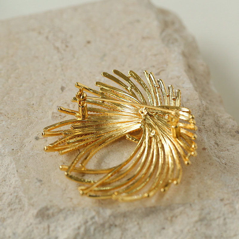 AGE MAGIC 18K Gold Plated Glossy Textured Fireworks Brooch